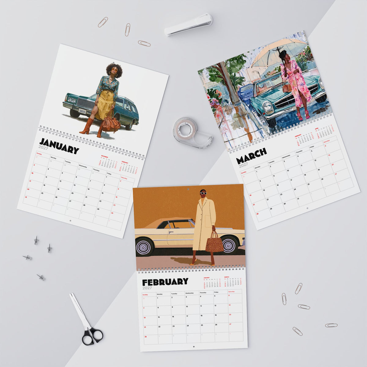 Classic Cars & Melanin 2027 Wall Calendar