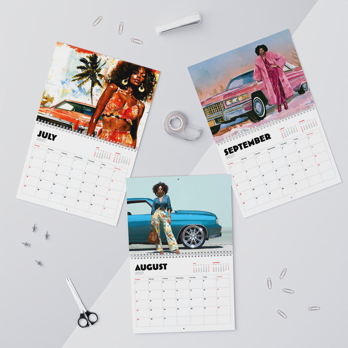 Classic Cars & Melanin 2027 Wall Calendar
