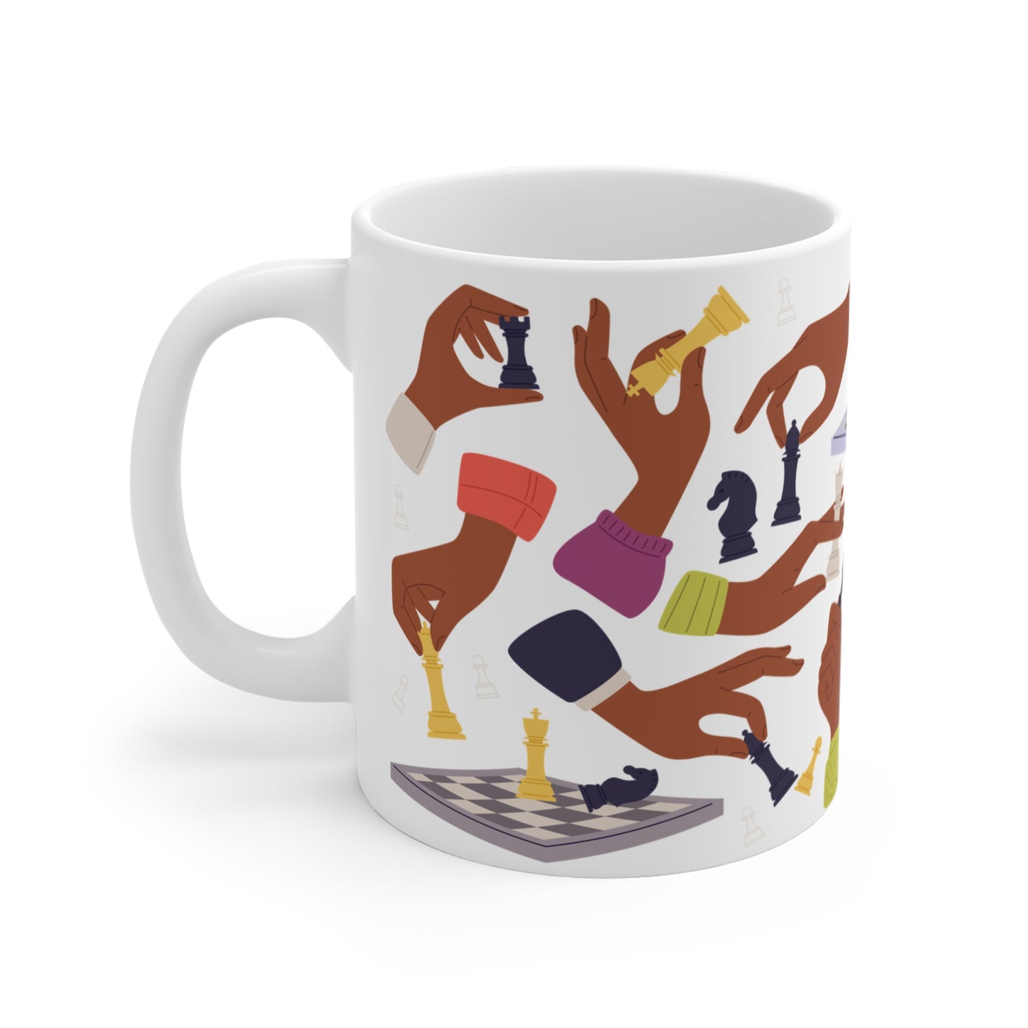 Brown Hands Play Chess Mug