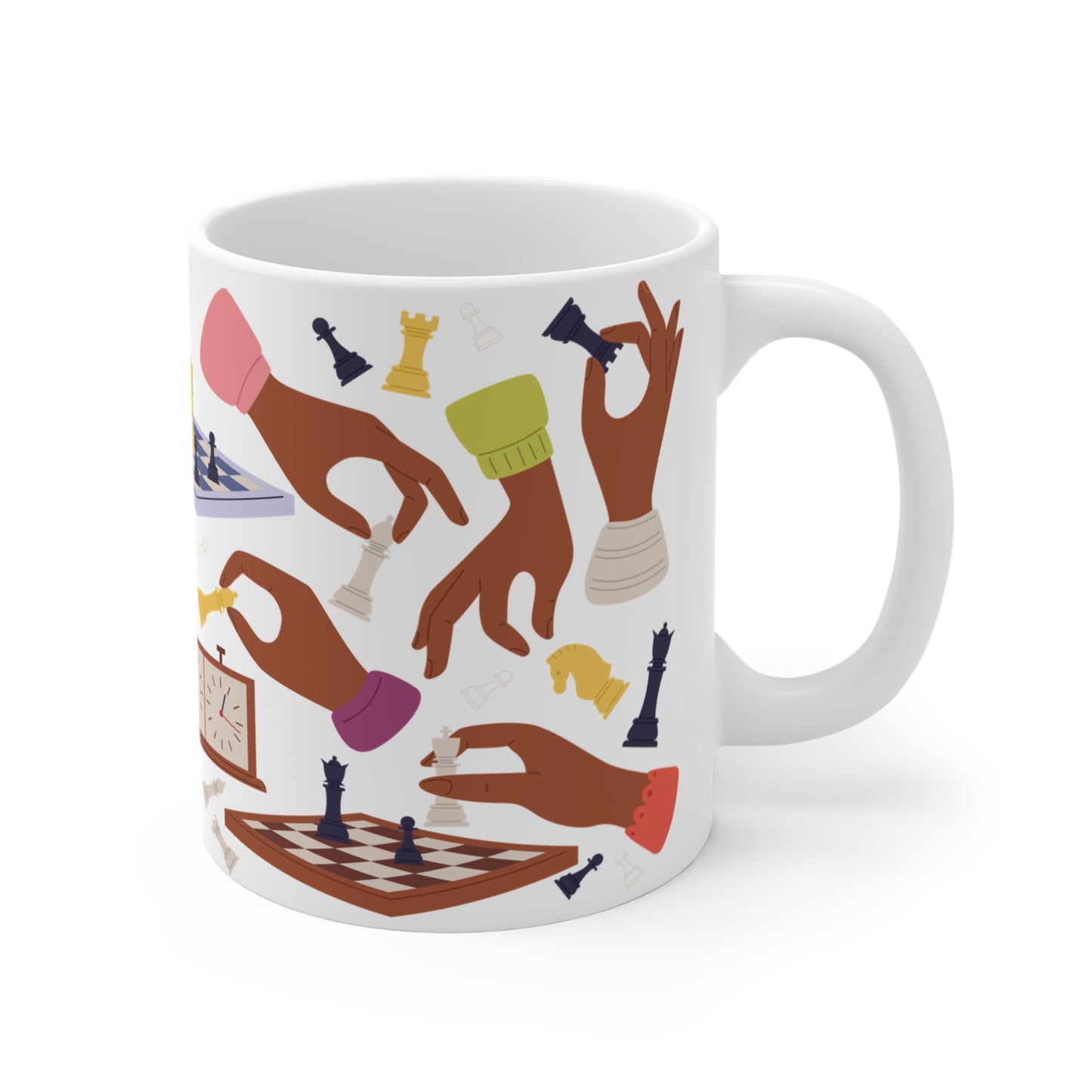 Brown Hands Play Chess Mug