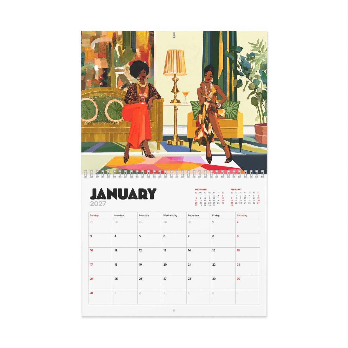 Retro Melanin 2027 Wall Calendar