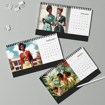 Retro Melanin 2025 Desk Calendar