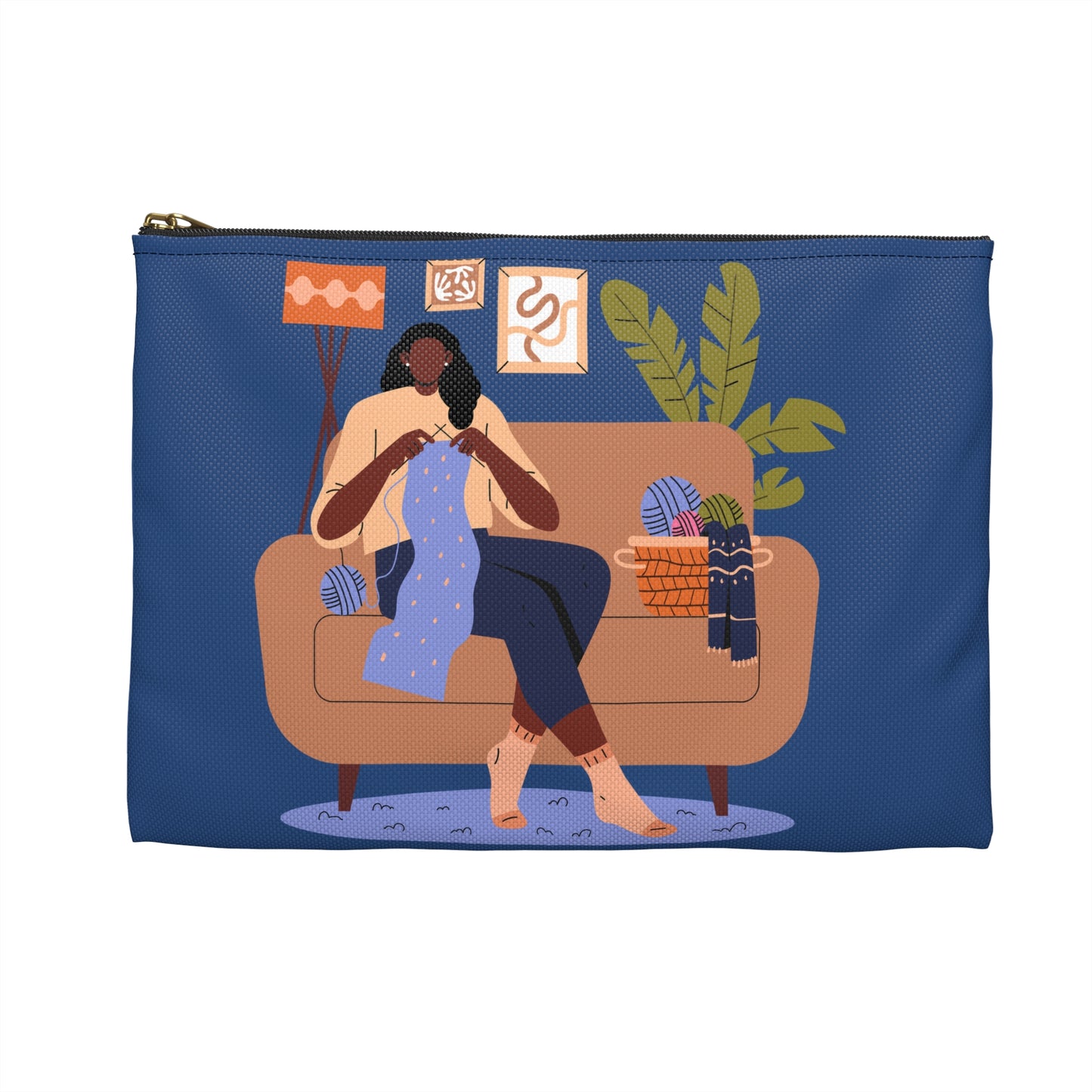Woman Knitting Pouch