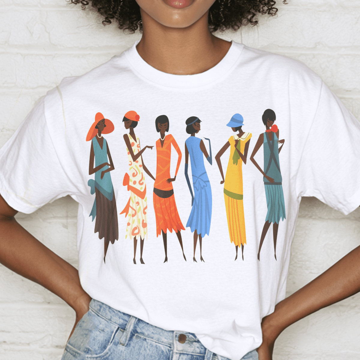 1920s Fashion Ladies T-Shirt - Afrocentric Art by The Trini Gee