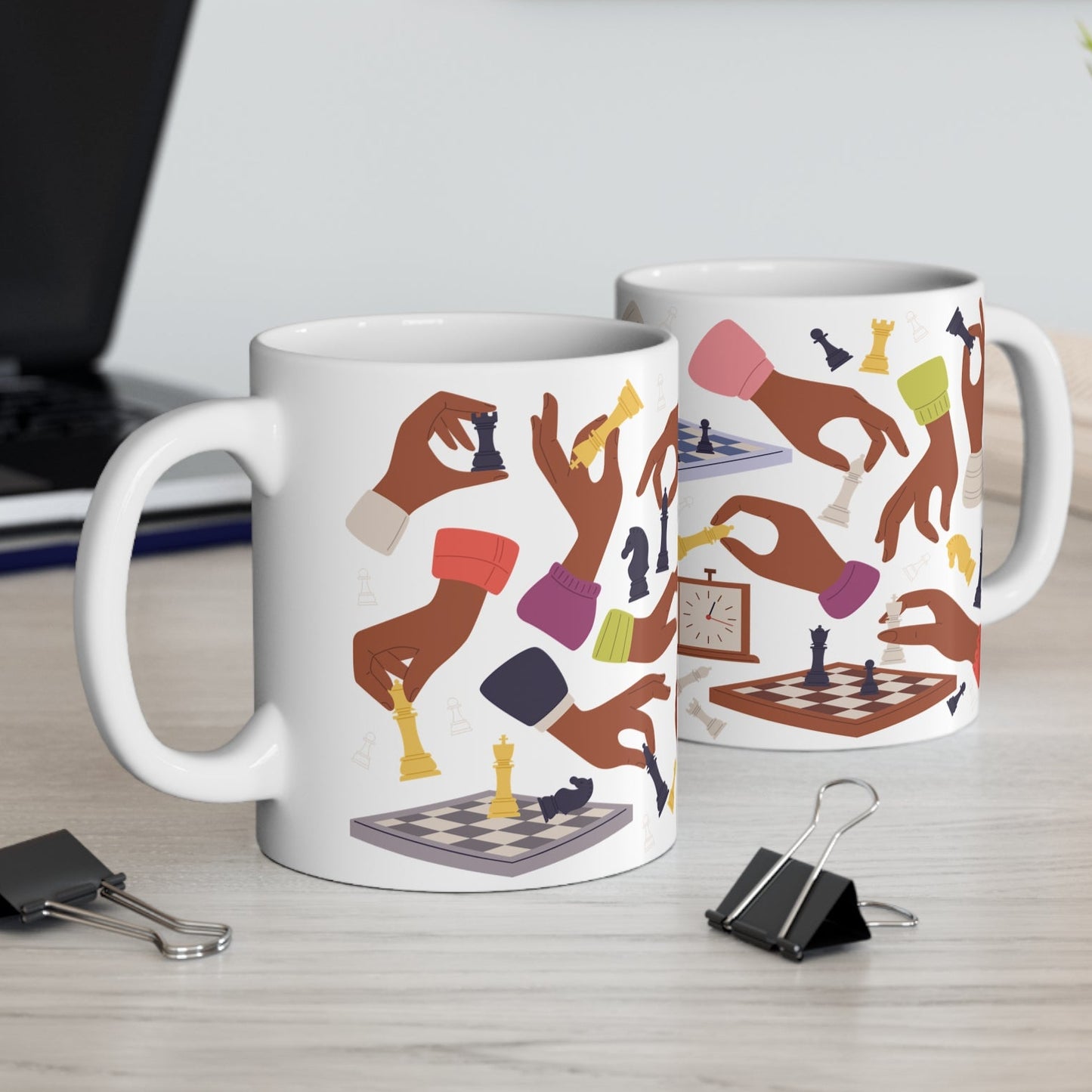 Brown Hands Play Chess Mug