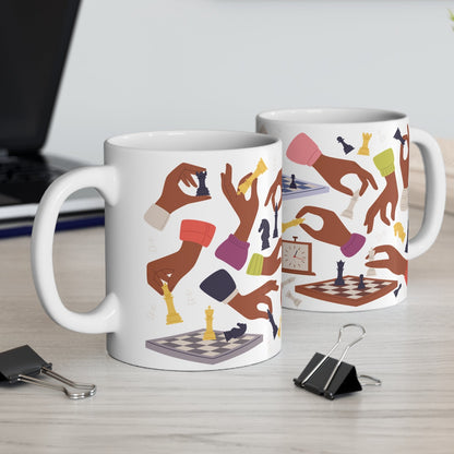Brown Hands Play Chess Mug