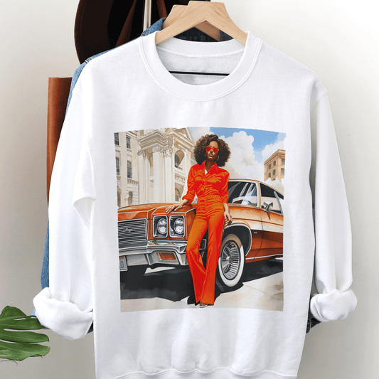 1970s Classic Woman Sweatshirt - Afrocentric Art by The Trini Gee