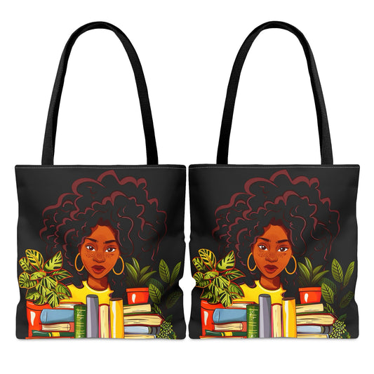 Afro Books and Plants Tote Bag