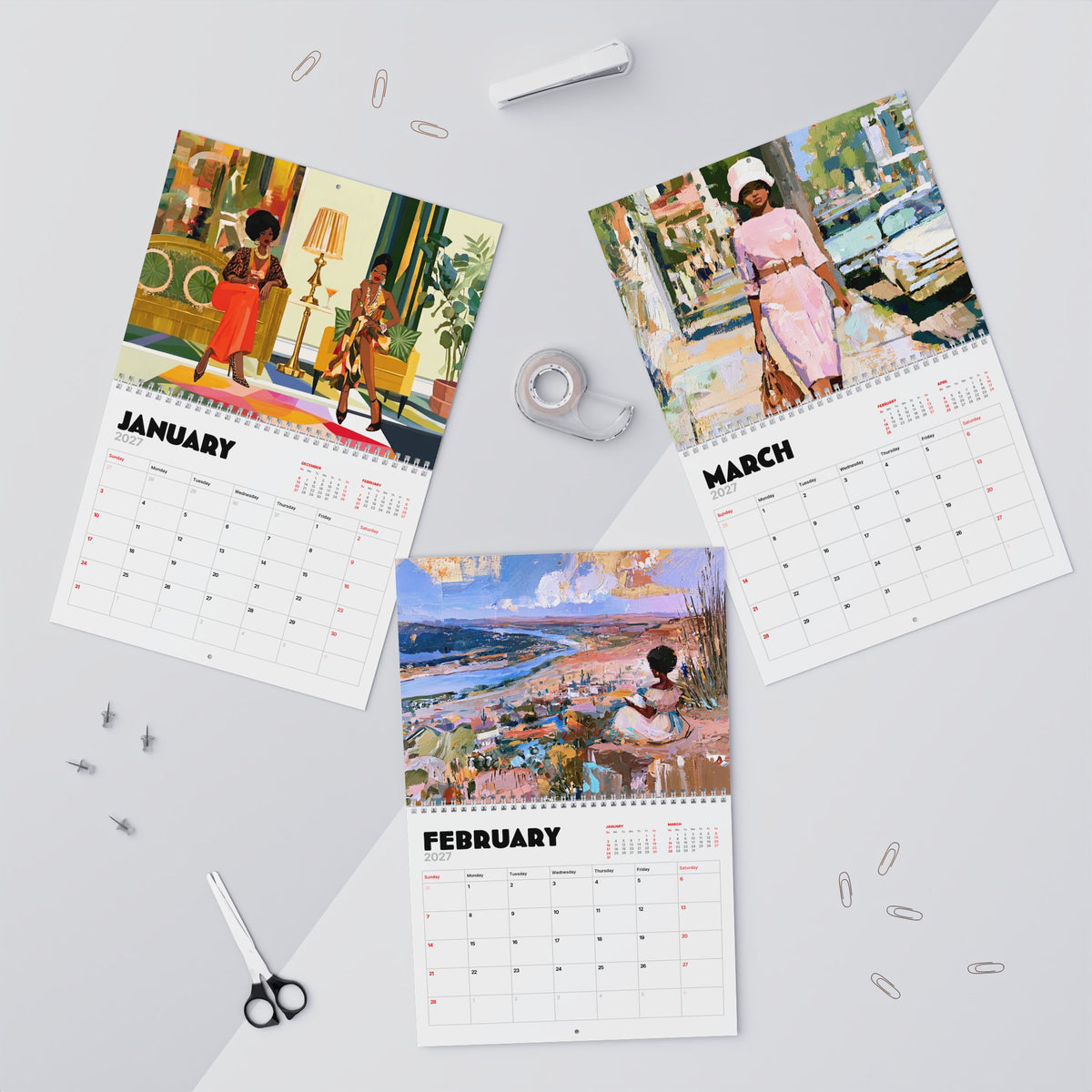 Retro Melanin 2027 Wall Calendar