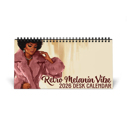 Retro Melanin Vibe 2026 Desktop Calendar