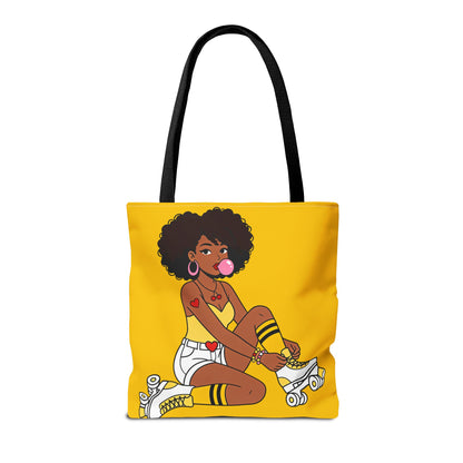 Afro Roller Girl Tote Bag