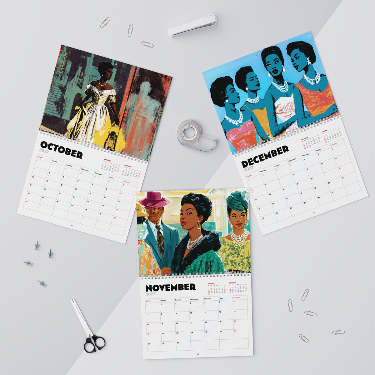 Retro Melanin 2027 Wall Calendar