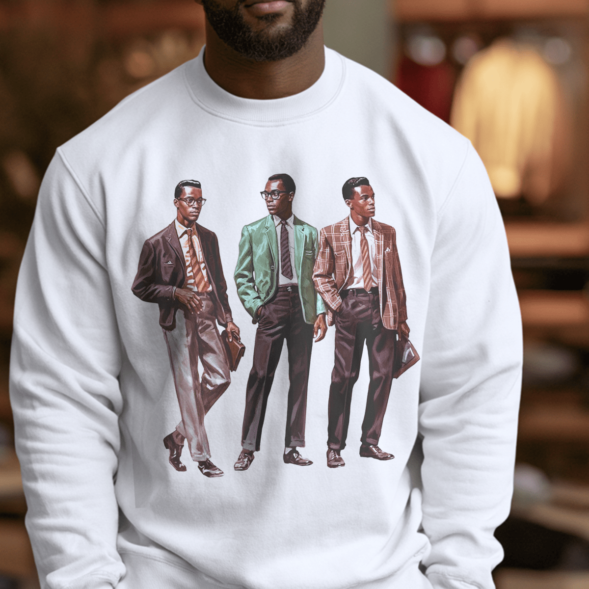 50s Fashion Men Sweatshirt - Afrocentric Art by The Trini Gee