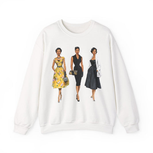 50s Fashion Women Sweatshirt - Afrocentric Art by The Trini Gee
