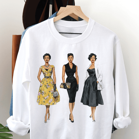 50s Fashion Women Sweatshirt - Afrocentric Art by The Trini Gee