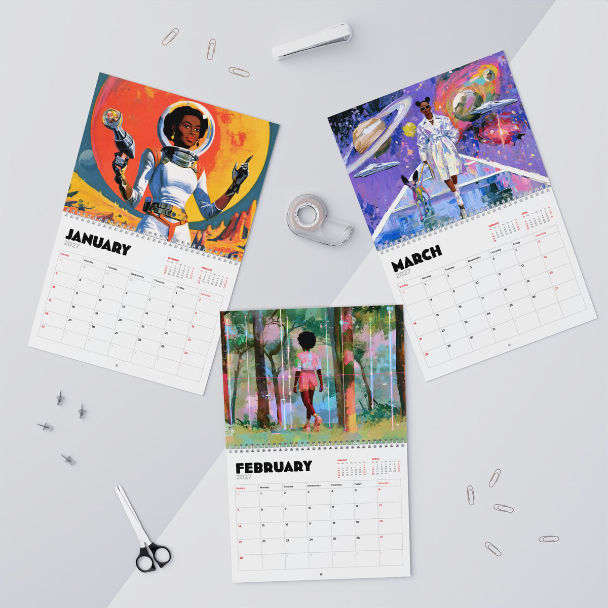 Afrofuturistic Melanin 2027 Wall Calendar