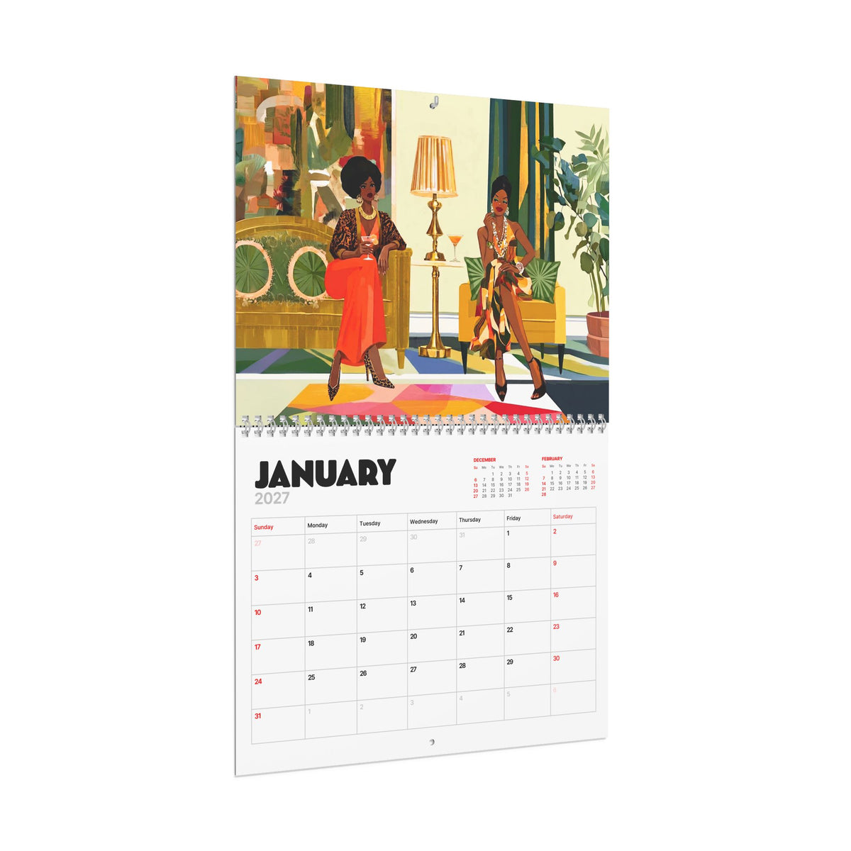 Retro Melanin 2027 Wall Calendar