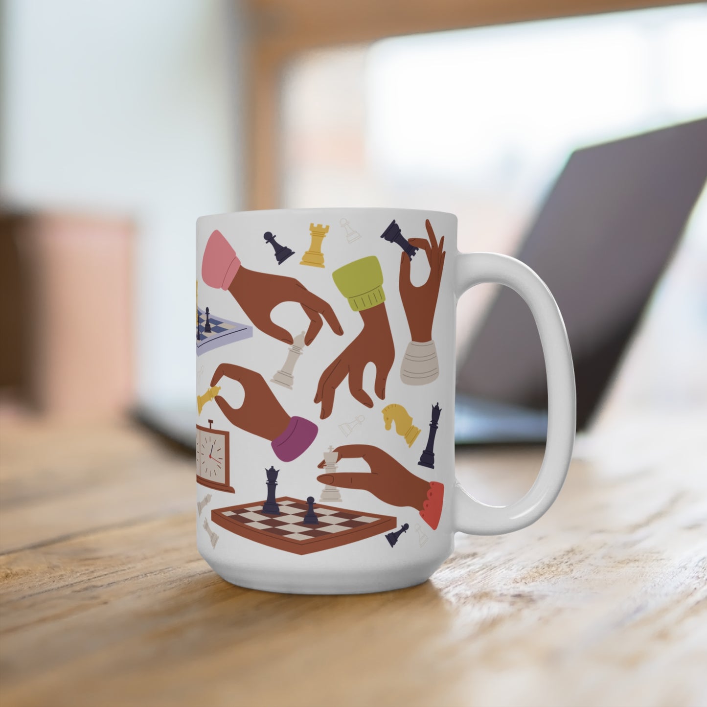 Brown Hands Play Chess Mug