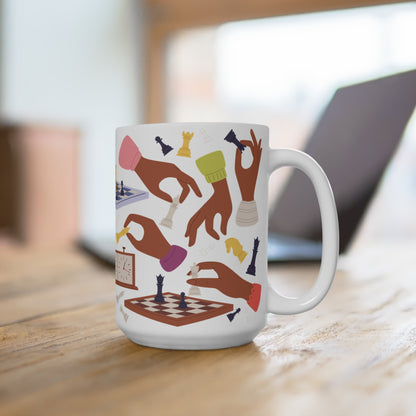 Brown Hands Play Chess Mug