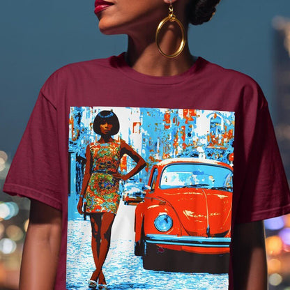 60s Classic Car T-Shirt - Afrocentric Art by The Trini Gee