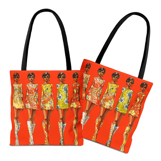60s Mod Girls Tote Bag - Afrocentric Art by The Trini Gee