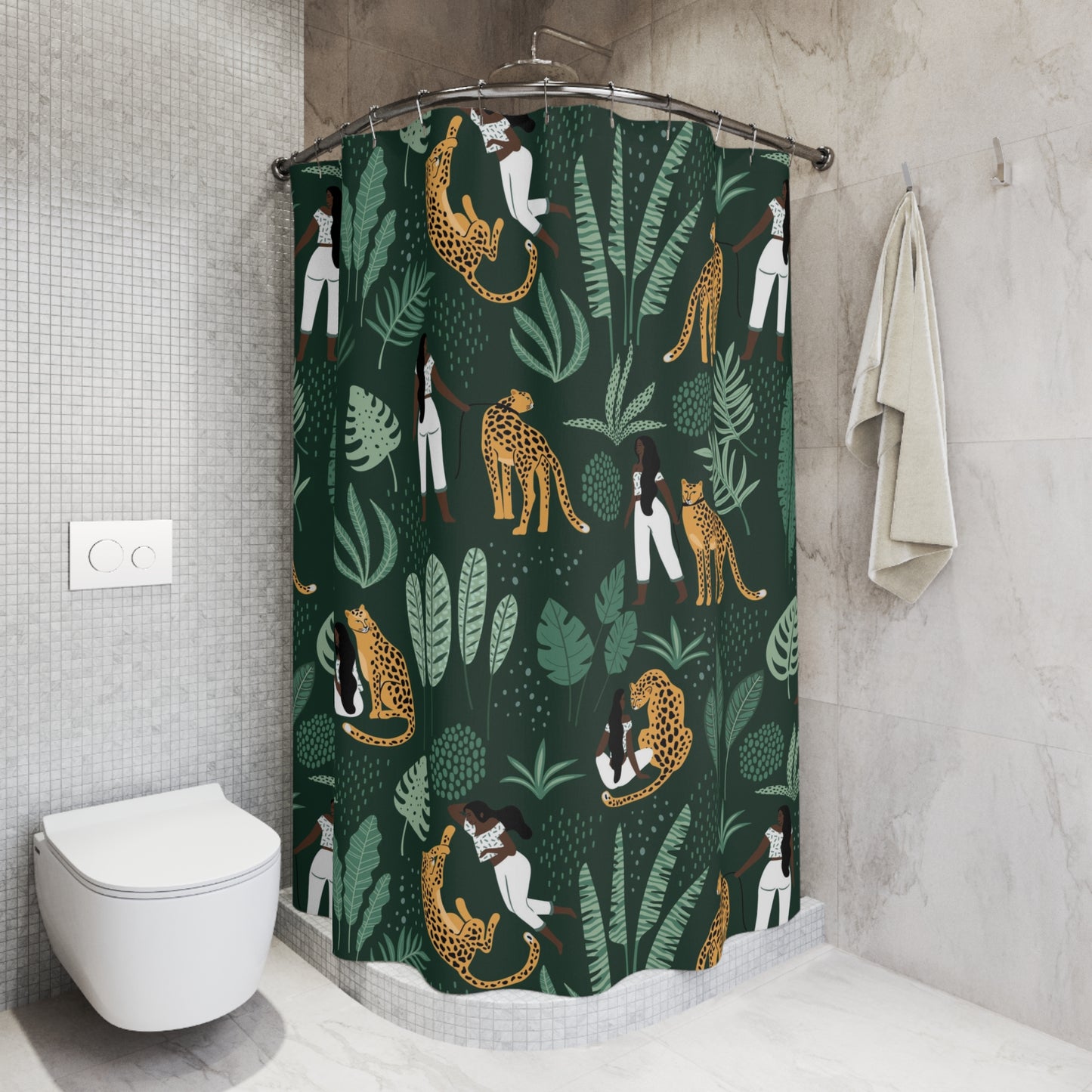 Cheetah Woman Shower Curtain