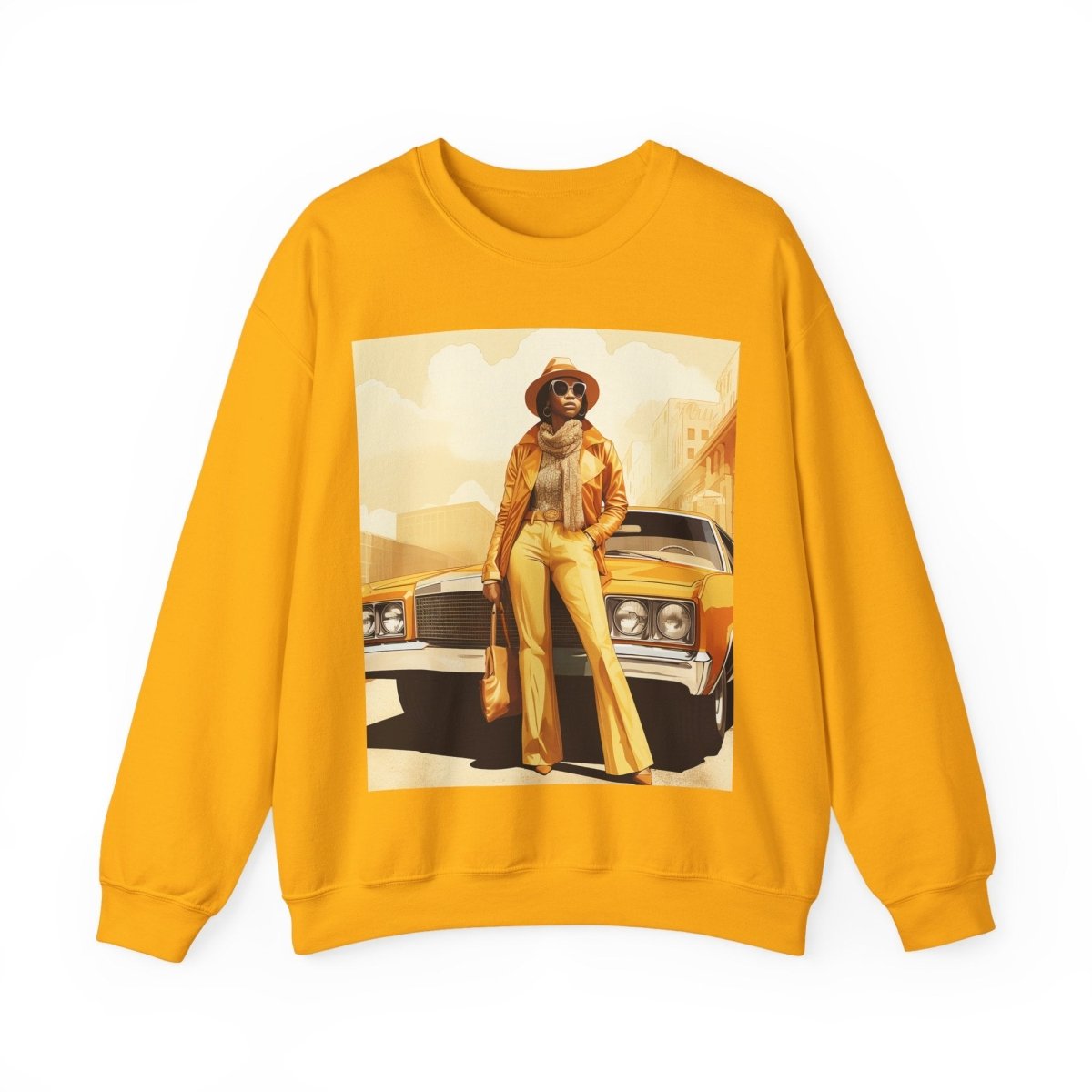 70s Classic Car Sweatshirt - Afrocentric Art by The Trini Gee