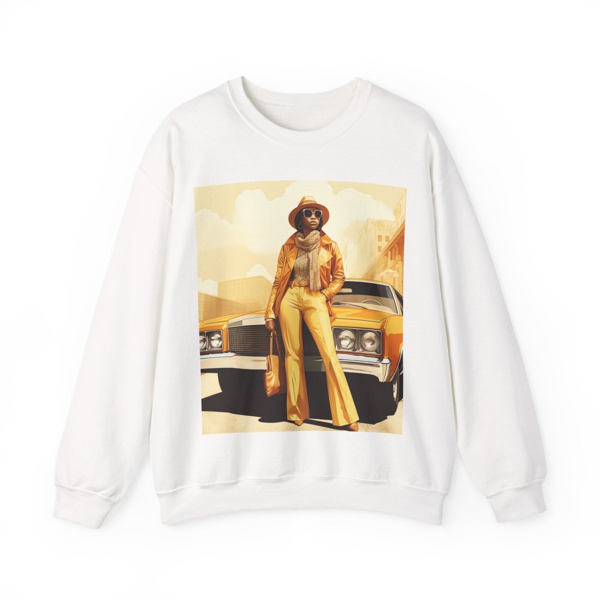 70s Classic Car Sweatshirt - Afrocentric Art by The Trini Gee