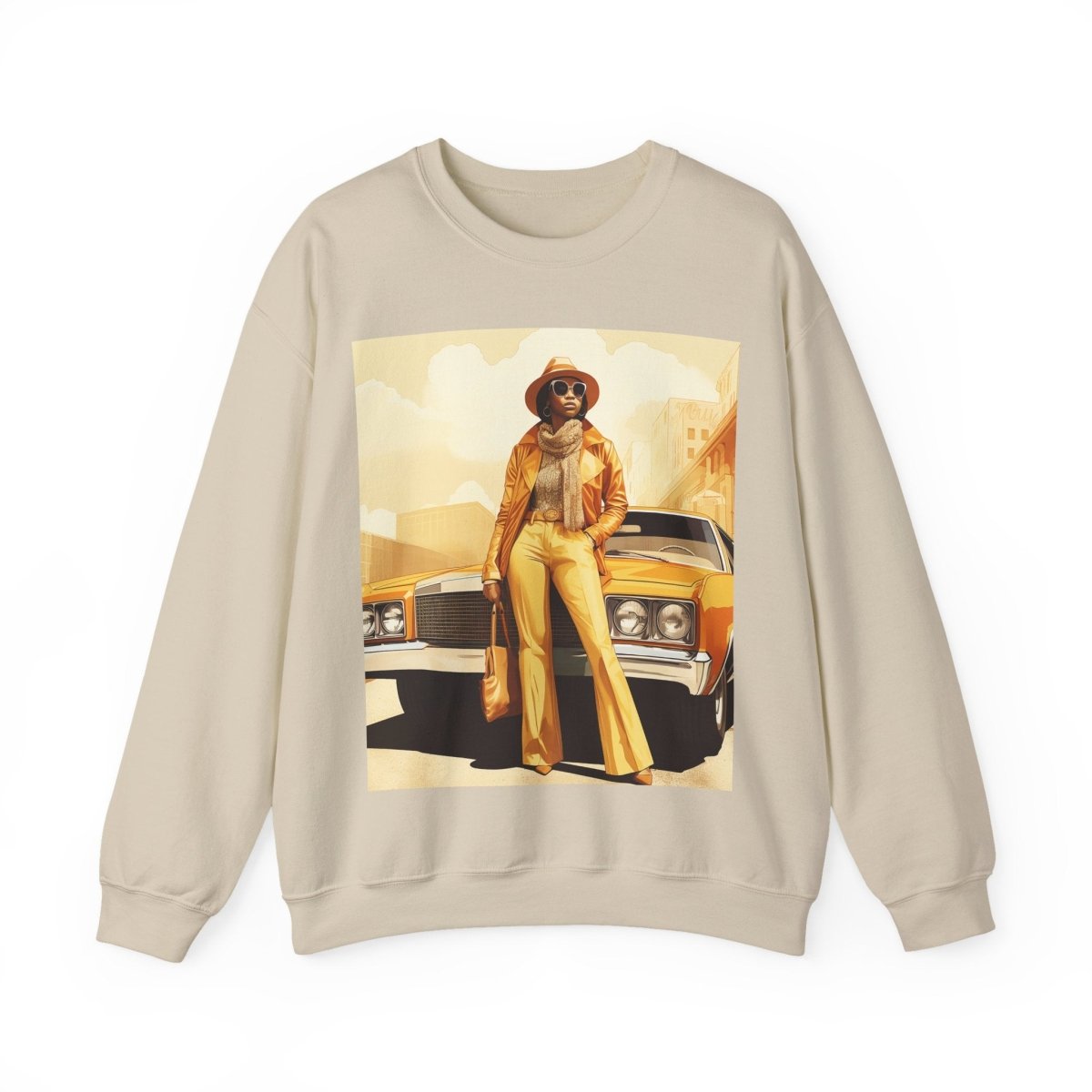 70s Classic Car Sweatshirt - Afrocentric Art by The Trini Gee