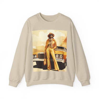 70s Classic Car Sweatshirt - Afrocentric Art by The Trini Gee