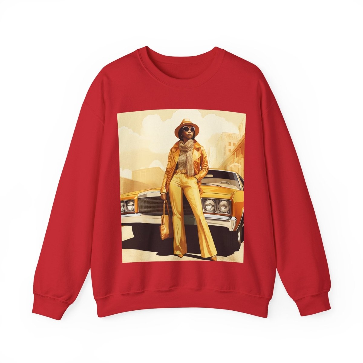 70s Classic Car Sweatshirt - Afrocentric Art by The Trini Gee