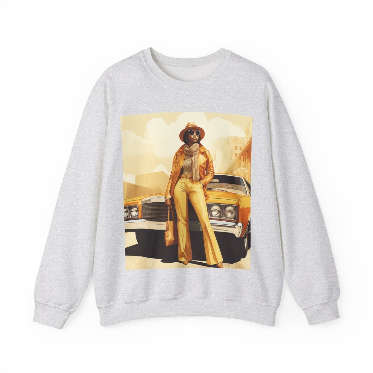 70s Classic Car Sweatshirt - Afrocentric Art by The Trini Gee