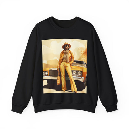 70s Classic Car Sweatshirt - Afrocentric Art by The Trini Gee