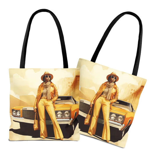 70s Classic Car Tote Bag - Afrocentric Art by The Trini Gee