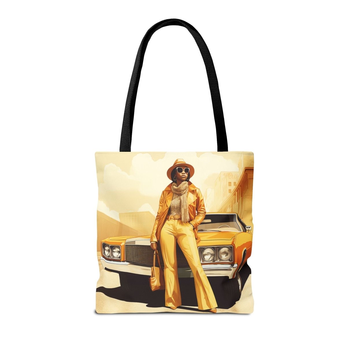 70s Classic Car Tote Bag - Afrocentric Art by The Trini Gee