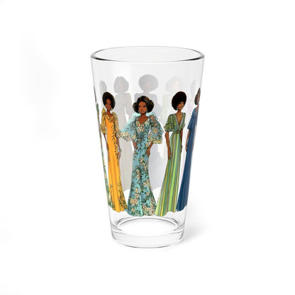 70s Fashion Ladies 16oz Glass - Afrocentric Art by The Trini Gee