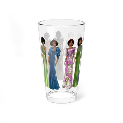 70s Fashion Ladies 16oz Glass - Afrocentric Art by The Trini Gee