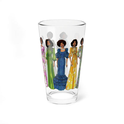 70s Fashion Ladies 16oz Glass - Afrocentric Art by The Trini Gee