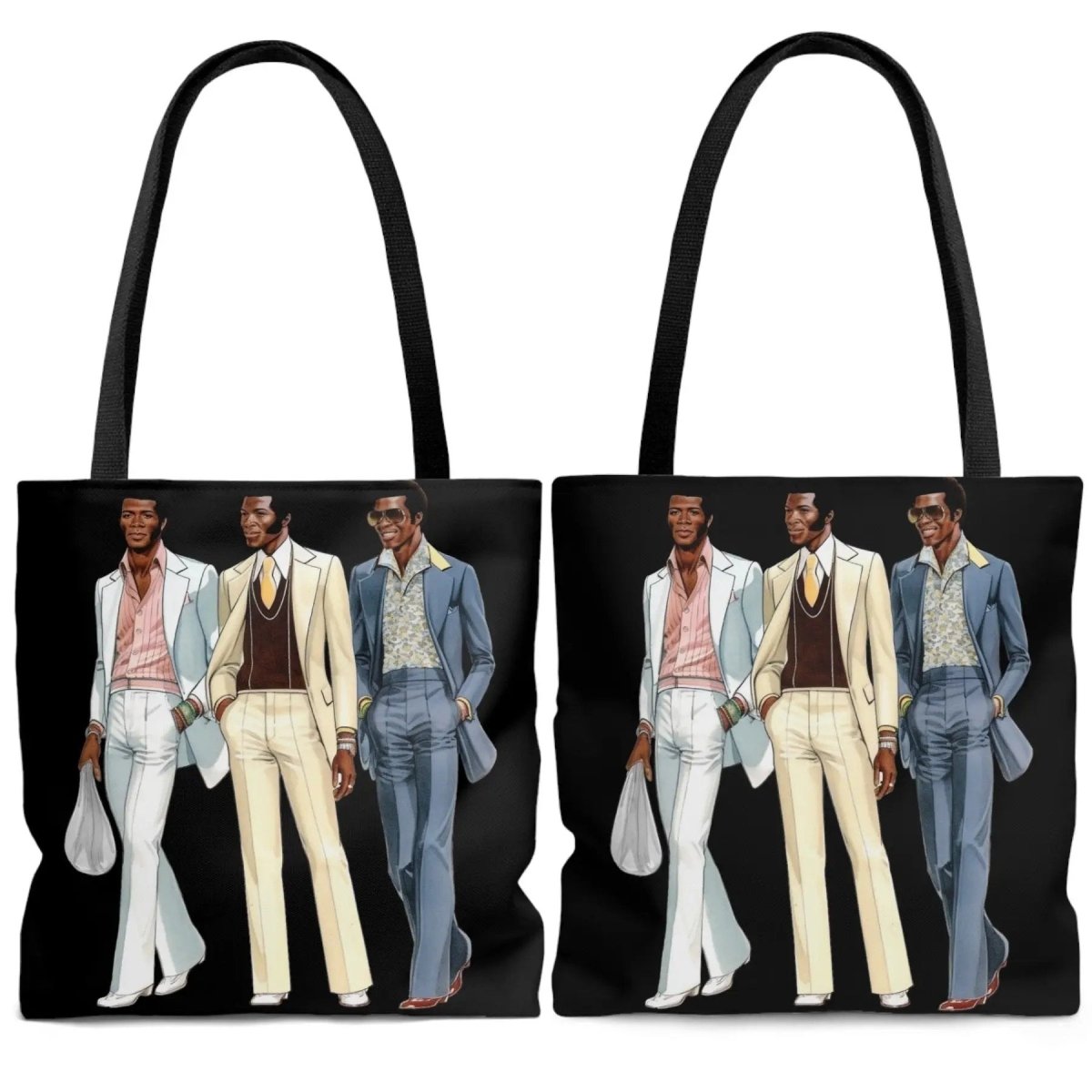 70s Fashion Men Tote Bag - Afrocentric Art by The Trini Gee