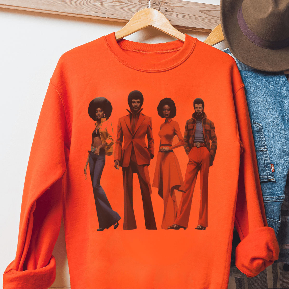 70s People Sweatshirt - Afrocentric Art by The Trini Gee