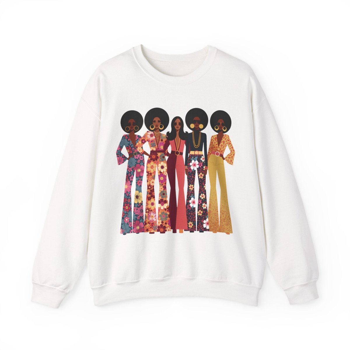 70s Soul Sisters Sweatshirt - Afrocentric Art by The Trini Gee