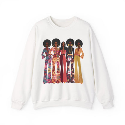 70s Soul Sisters Sweatshirt - Afrocentric Art by The Trini Gee