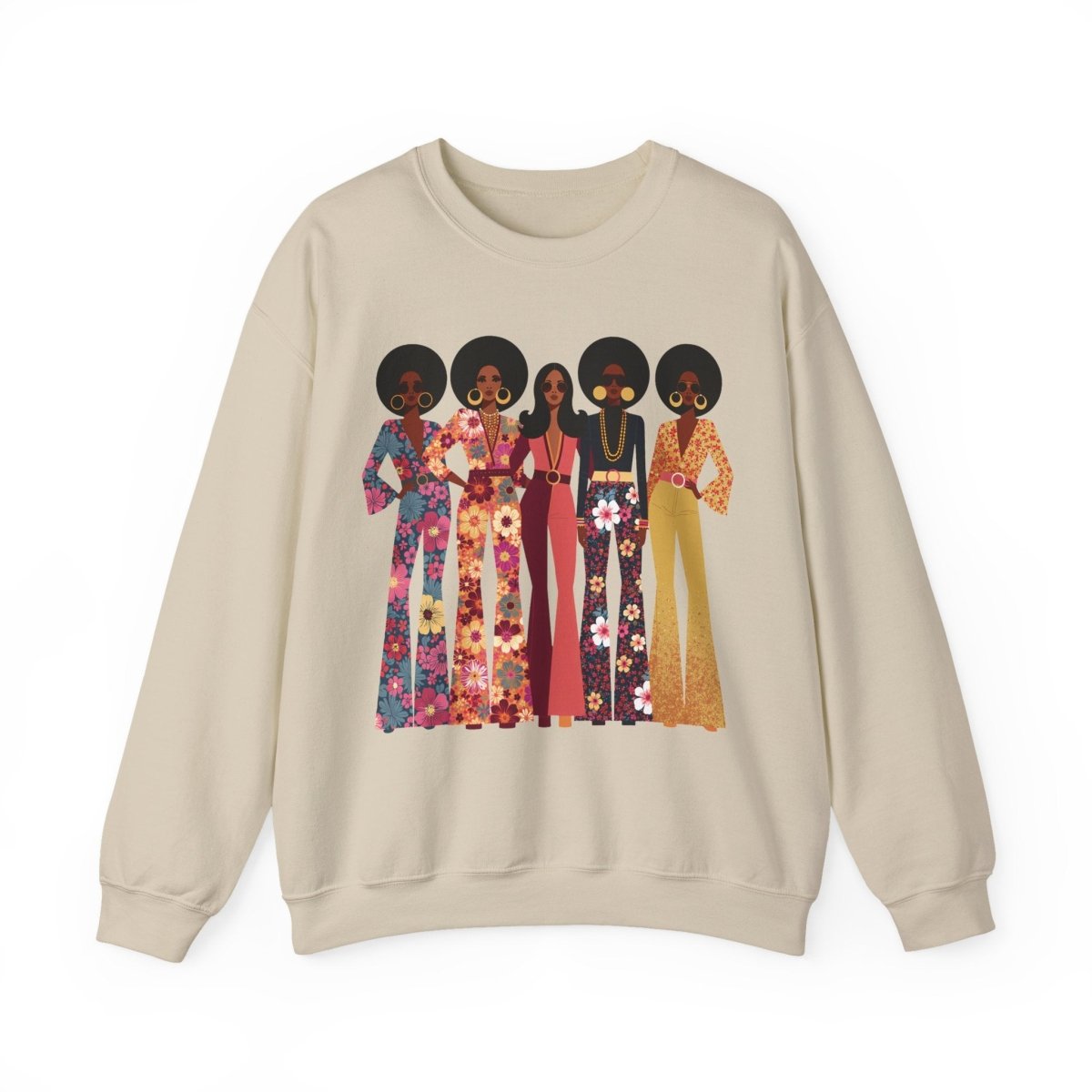 70s Soul Sisters Sweatshirt - Afrocentric Art by The Trini Gee