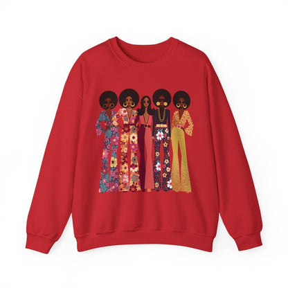 70s Soul Sisters Sweatshirt - Afrocentric Art by The Trini Gee
