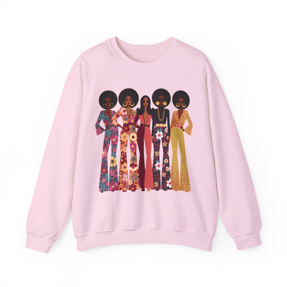 70s Soul Sisters Sweatshirt - Afrocentric Art by The Trini Gee