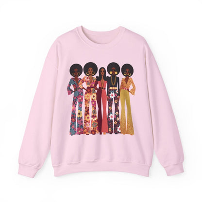 70s Soul Sisters Sweatshirt - Afrocentric Art by The Trini Gee