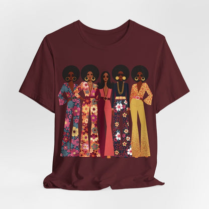 70s Soul Sisters T-Shirt - Afrocentric Art by The Trini Gee
