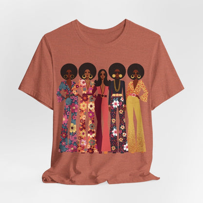 70s Soul Sisters T-Shirt - Afrocentric Art by The Trini Gee
