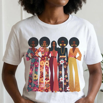 70s Soul Sisters T-Shirt - Afrocentric Art by The Trini Gee