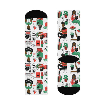 Brown Readers Crew Socks